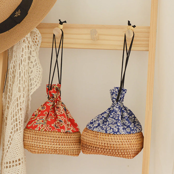 Charming storage bag made of hand-woven rattan