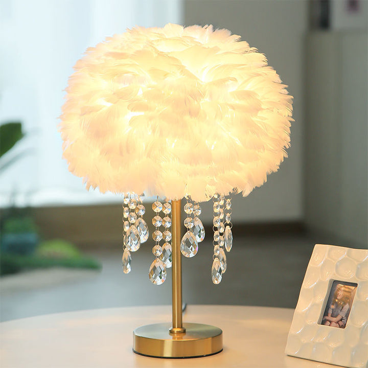 Feder lamp with crystal accents