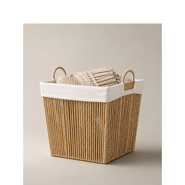Decorative storage basket with fabric insert
