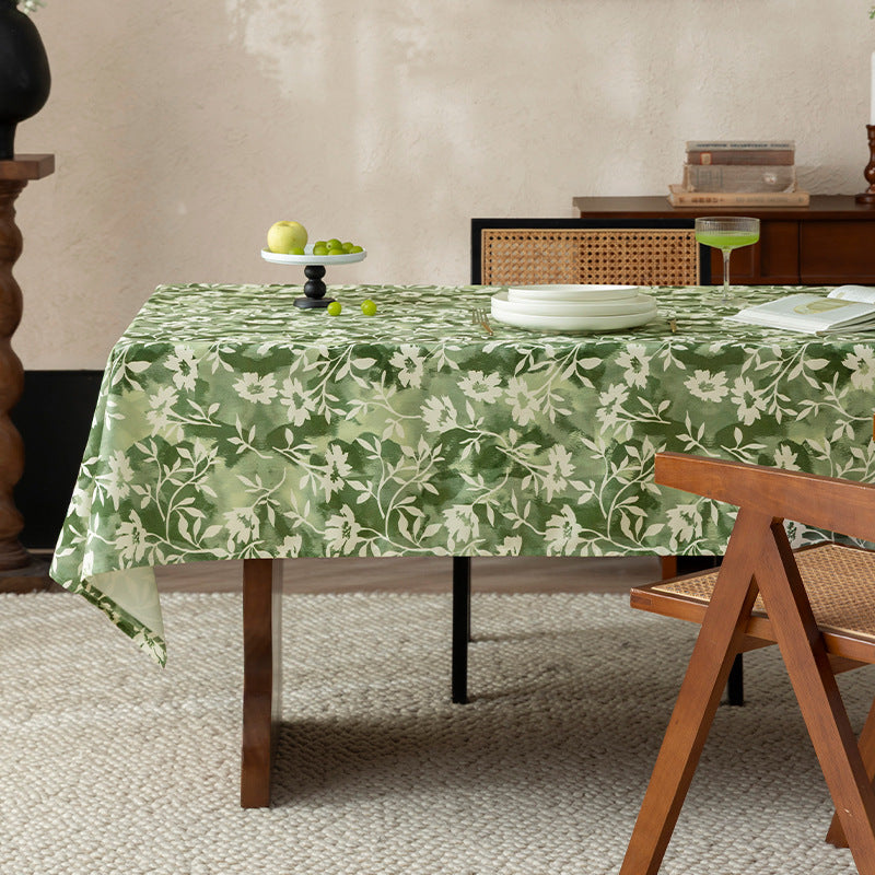 Floral Wax-Coated Tablecloth with Anti-Stain Surface and Fine Texture