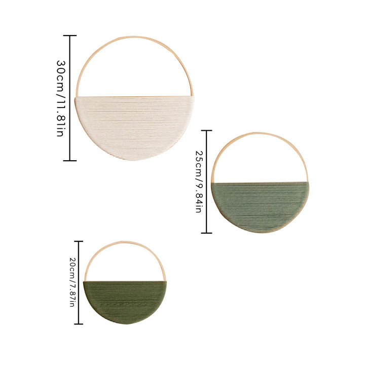 Modern wall art piece made of macrame and wood