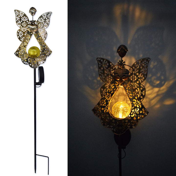 Solar-powered Filigree Crescent Stake Lantern