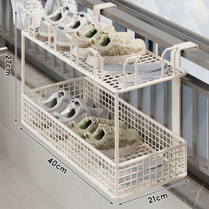 Over-Window Hanging Shoe Drying and Storage Basket Organizer