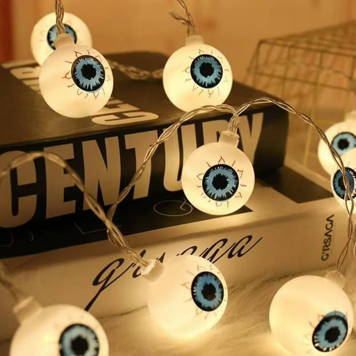 Spooky Thematic Glowing Eyeball Garland LED Ambient String Lights with Battery Controller