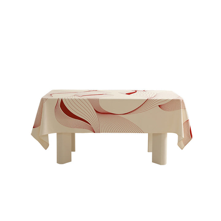 Rectangle wipeable tablecloth with diagonal checkered design and tassels