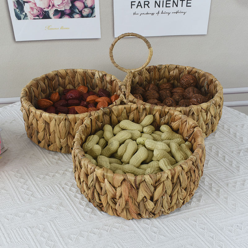 Multi-Sectional Handcrafted Woven Storage Basket