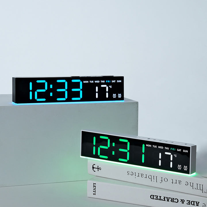 Digital clock with large LED display and temperature display