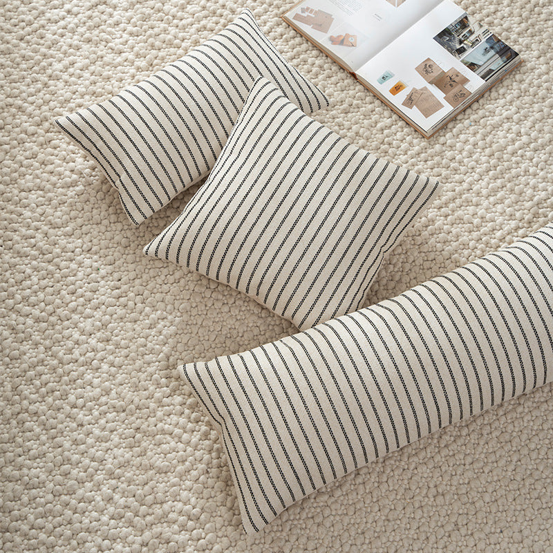 Rectangular Decorative Cushion Cover in Scandinavian Stripe Design made of Cotton-Linen