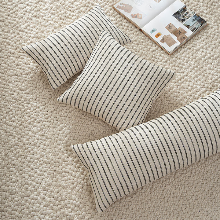 Rectangular Decorative Cushion Cover in Scandinavian Stripe Design made of Cotton-Linen