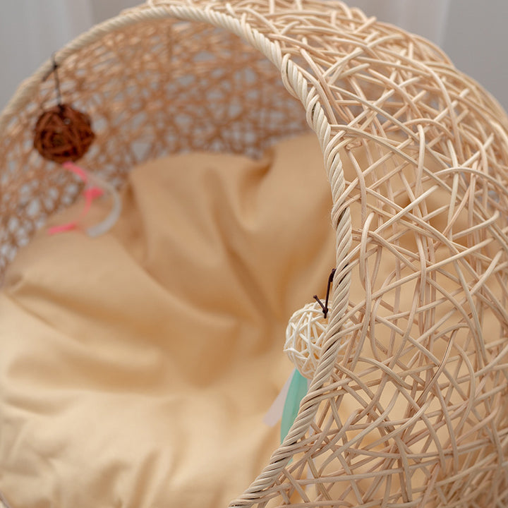 Cozy cat bed made of handwoven natural material