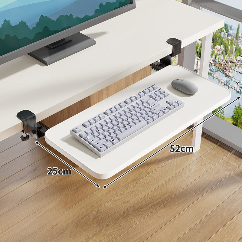 Clamp-Mounted Sliding Ergonomic Woodgrain Keyboard & Mouse Platform