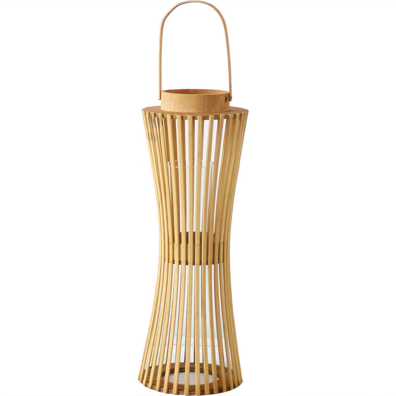 Elegant lantern made of woven wood