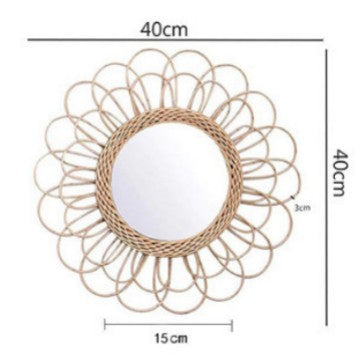 More Elegant Round Wall Mirror Made of Natural Rattan