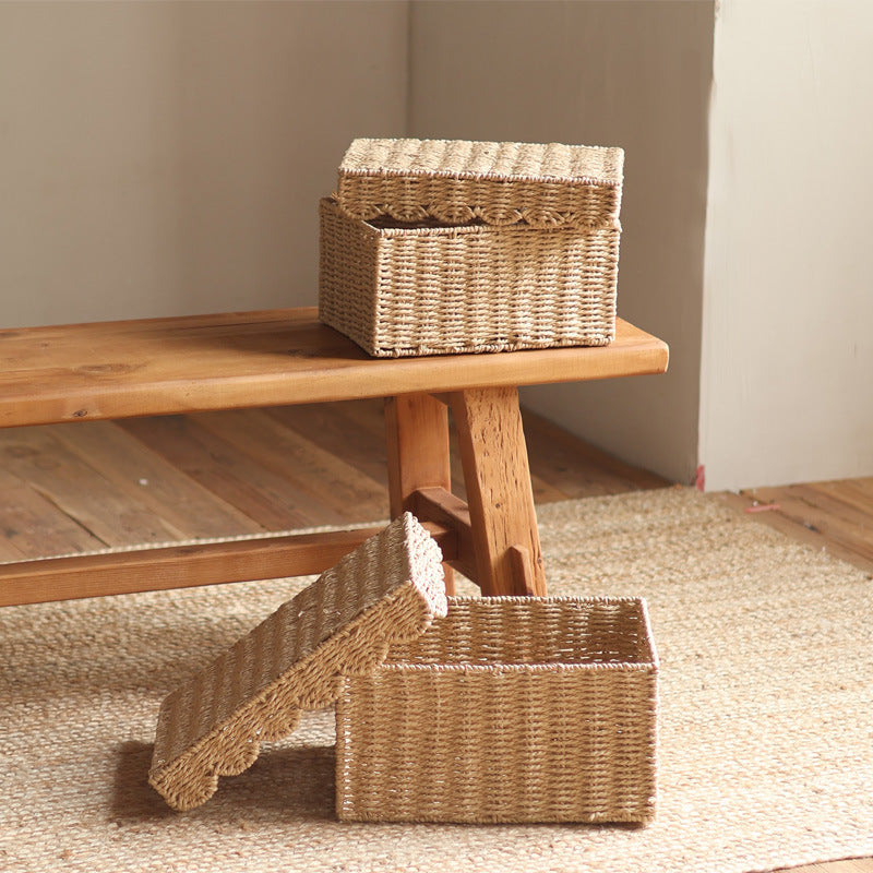 Handcrafted storage boxes made of natural material