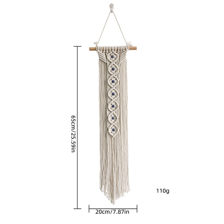 Macrame Wall Hanging with Wooden Ring and Decorative Elements