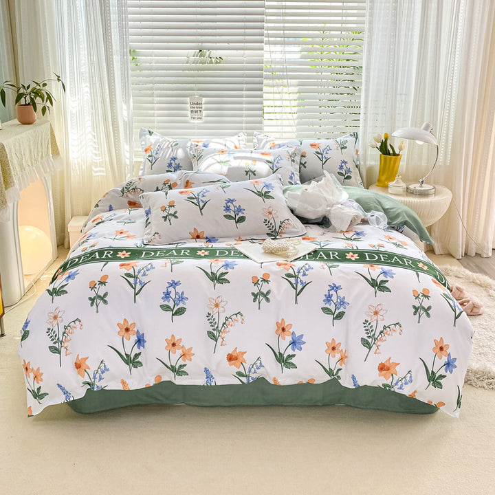 Playful Floral Cartoon Duvet Cover Set