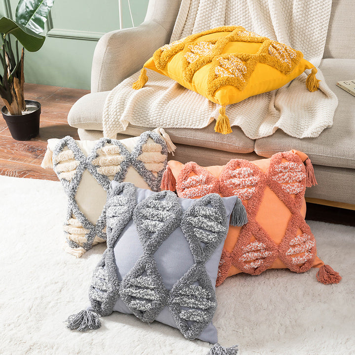 Textured Geometric Throw Pillow for Couch Decoration