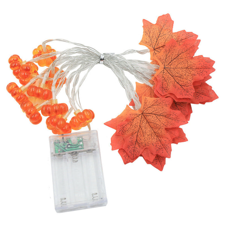 Halloween LED Pumpkin Lantern and Maple Leaf Decorative Fairy Lights