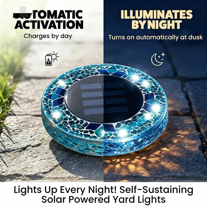 Solar Mosaic Glass Garden Path LED Spotlights