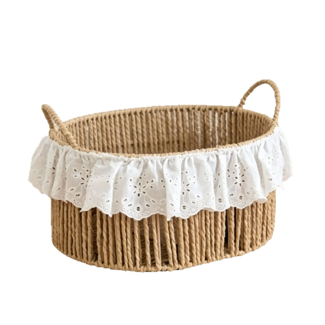 Charming storage basket with ruffle detail