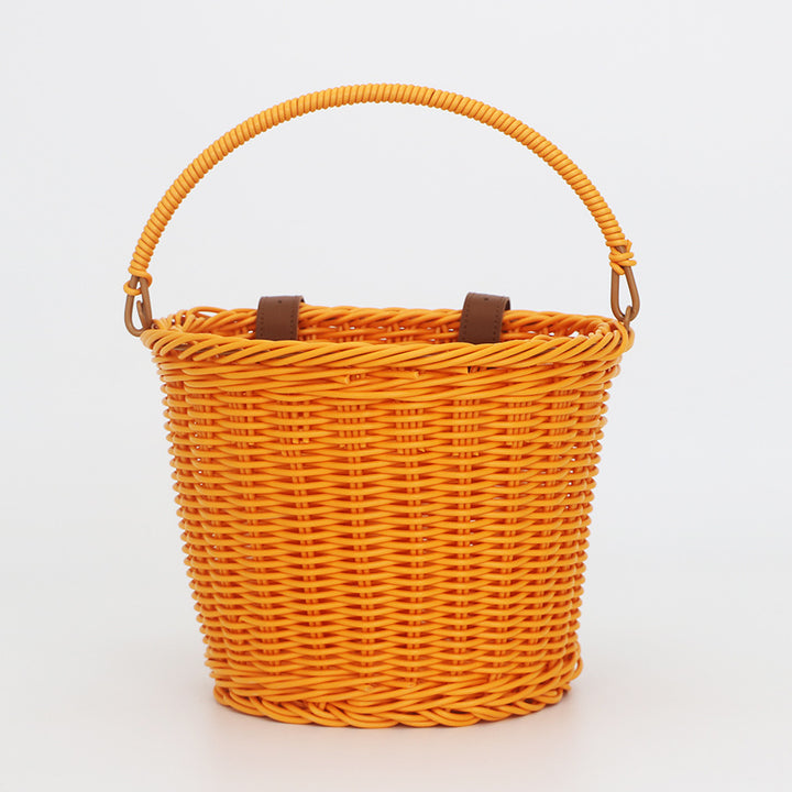 Practical hand basket with leather handles