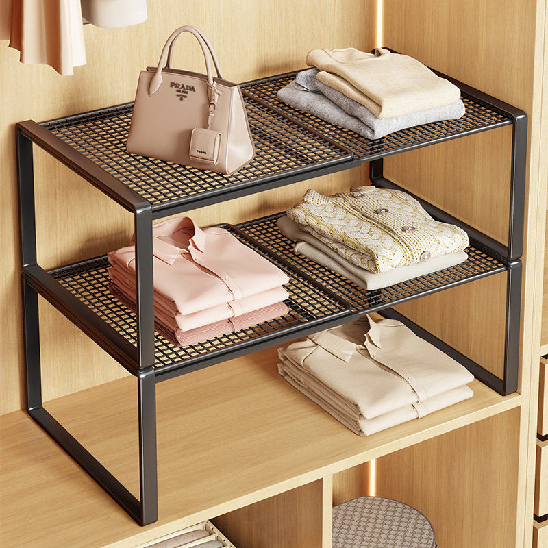 Adjustable Metal Mesh Closet Shelf Riser Organizer