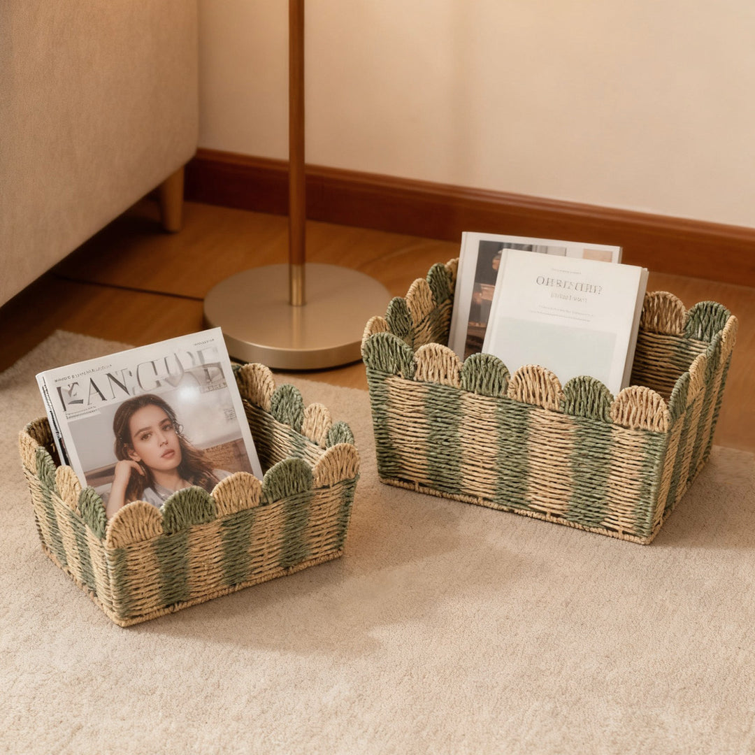 Handcrafted decorative basket with wave edge