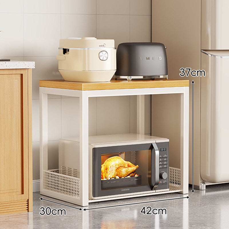 Rolling Kitchen Appliance Stand with Bamboo Top and Ventilated Mesh Shelves