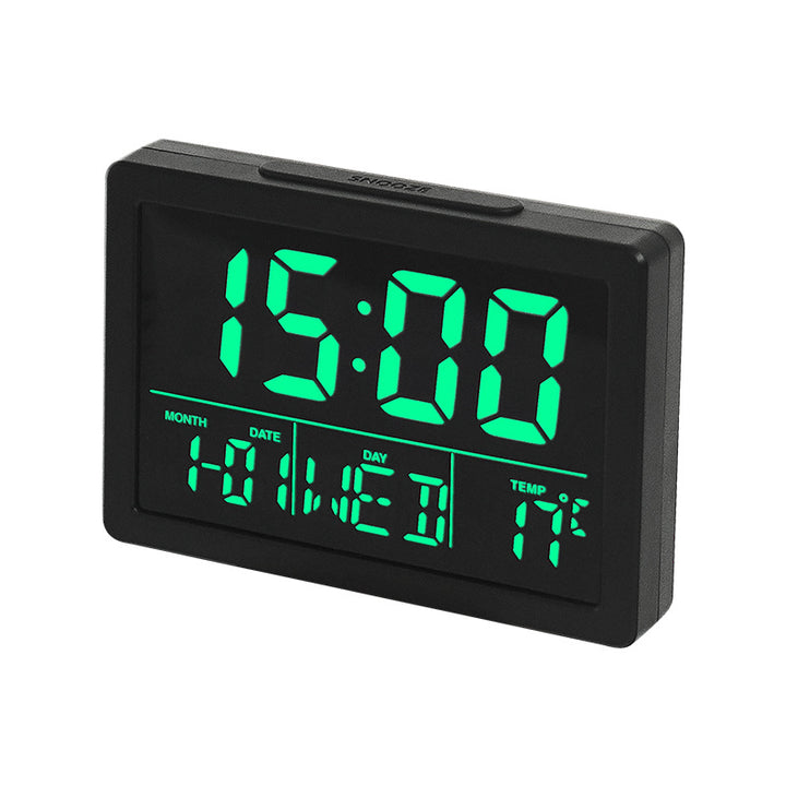 Digital radio alarm clock with thermometer