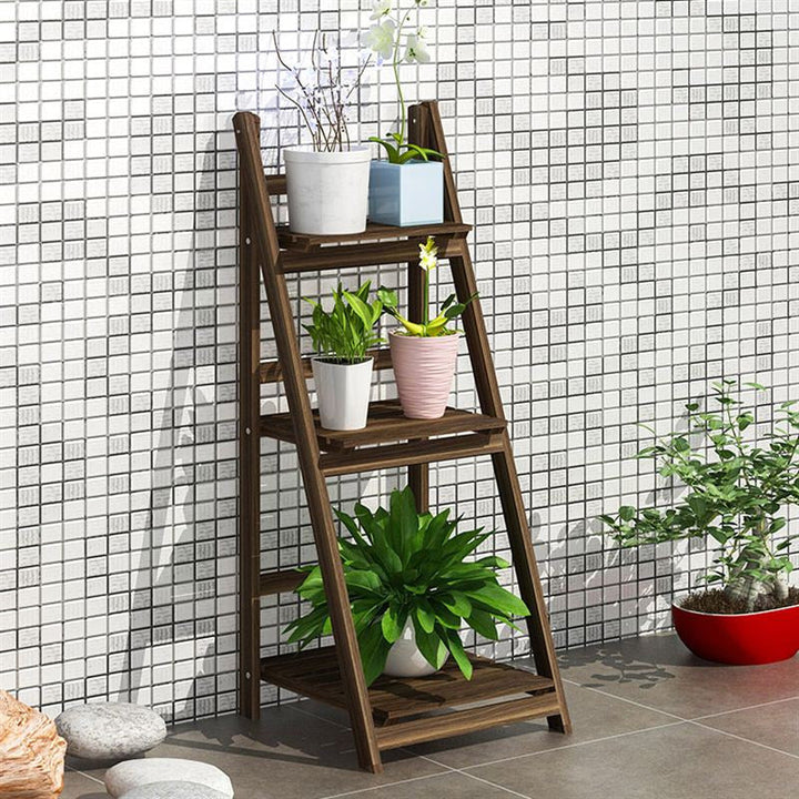 Multi-Tiered Wooden Ladder Shelf