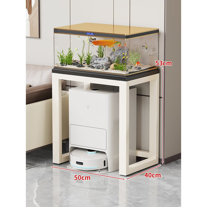 Modern Metal Frame Aquarium Console Table with Integrated LED Hood