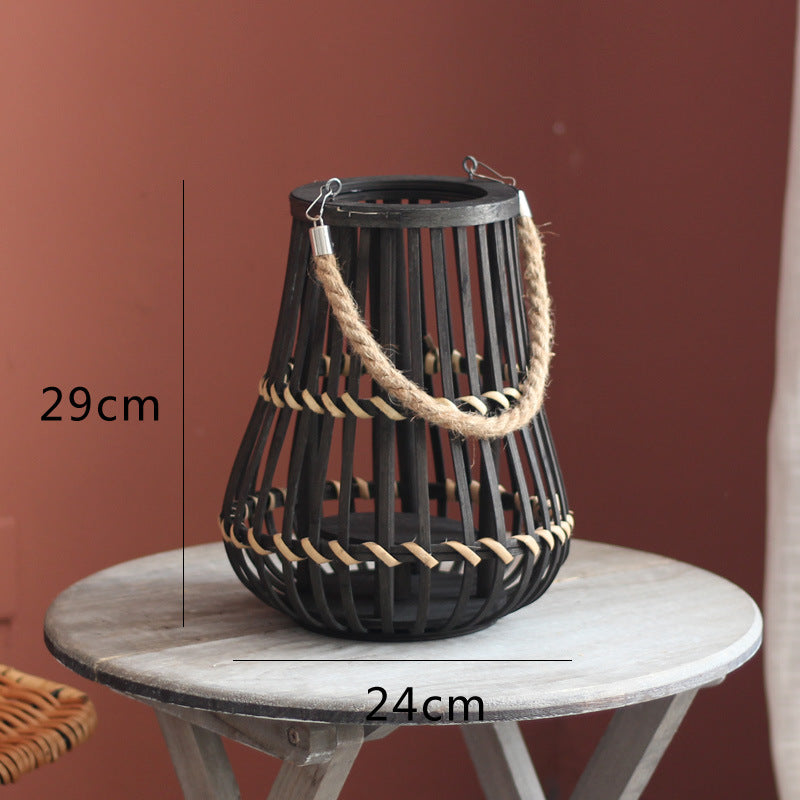 Handcrafted lantern made of wood and wicker