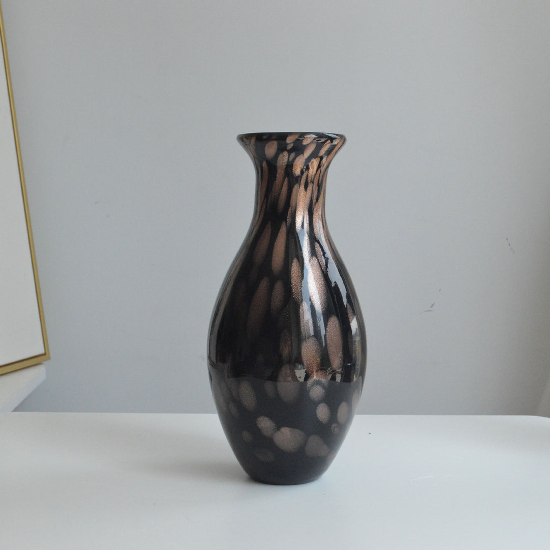 Polished Blown Glass Tapered Speckled Accent Vase