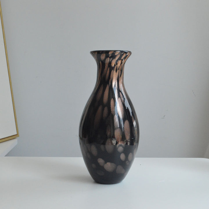 Polished Blown Glass Tapered Speckled Accent Vase