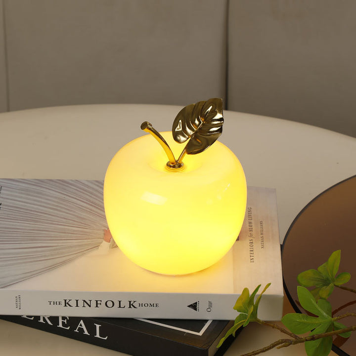 Ceramic Apple Table Lamp with Brass Rod and Metal Base