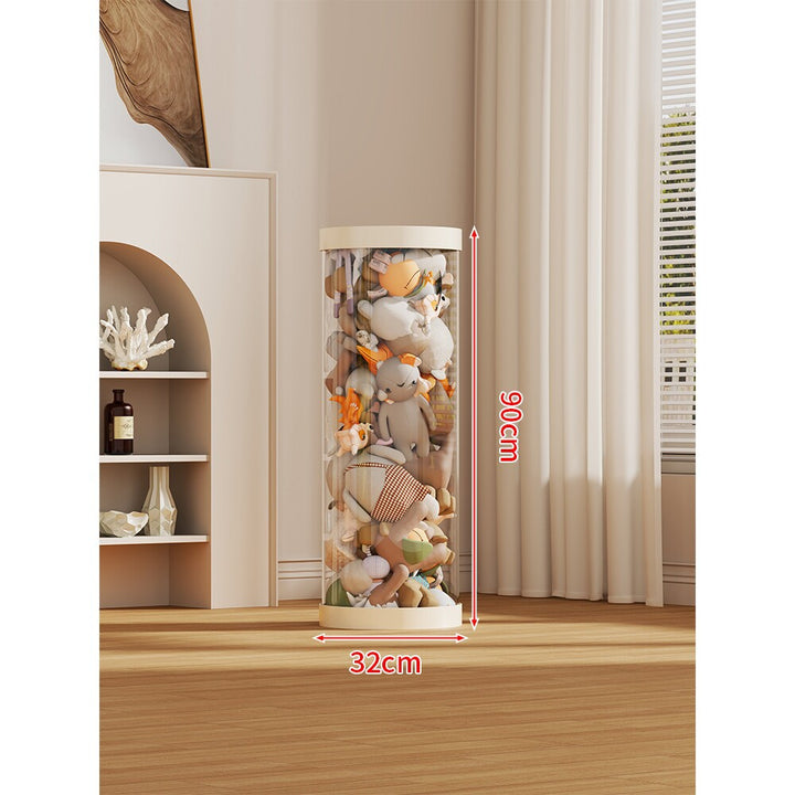 LED-lit Transparent Plush Toy Showcase Cylinder