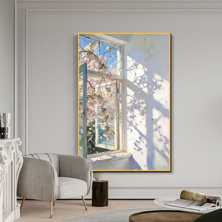 Floral Window Scene Art Print