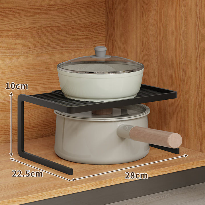 L-Shaped Kitchen Shelf Riser with Slatted Top and Rust-Resistant Metal Frame