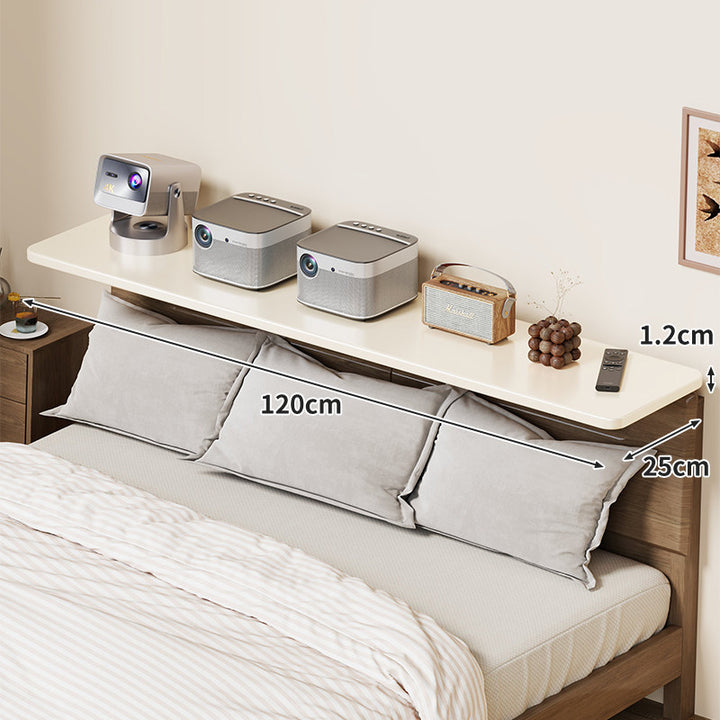 Wall-Mounted Slim Floating Headboard Shelf with Rounded Corners and Concealed Brackets