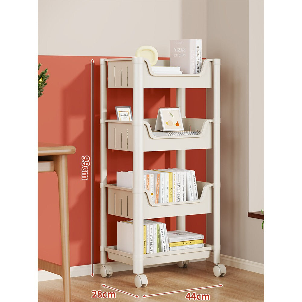 Multi-Tier Mobile Rolling Plastic Storage Organizer Cart with Deep Removable Bins
