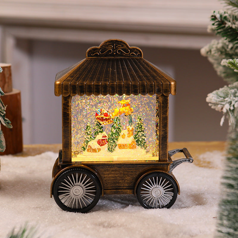 Decorative light lantern with snow globe