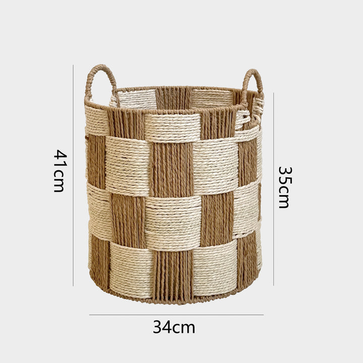 Handcrafted storage basket with carry handles