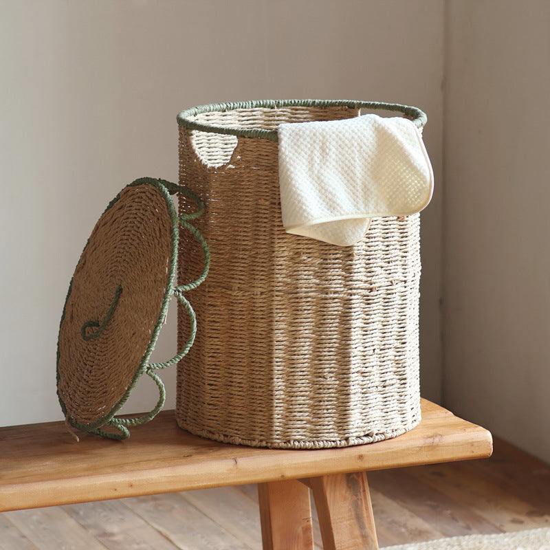 Rustic laundry basket with lid