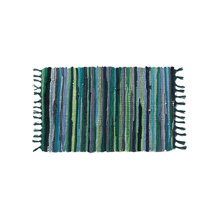 Handwoven cotton rug runner with fringes