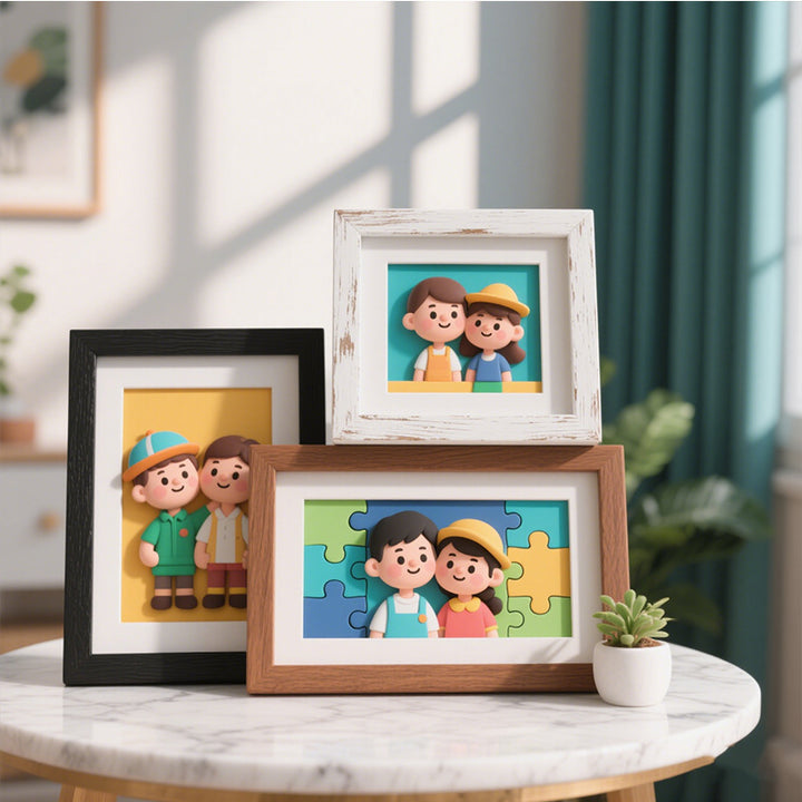 Playful Character Puzzle Frame