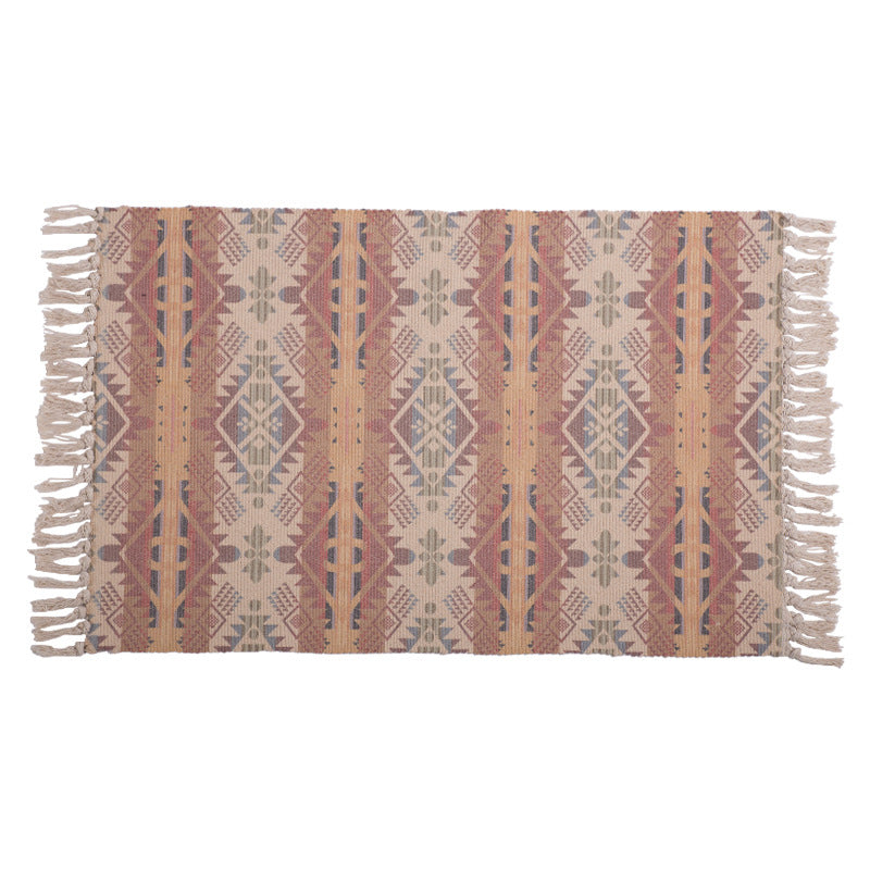 Decorative runner for dining table and console in Boho-Mandala design with fringes