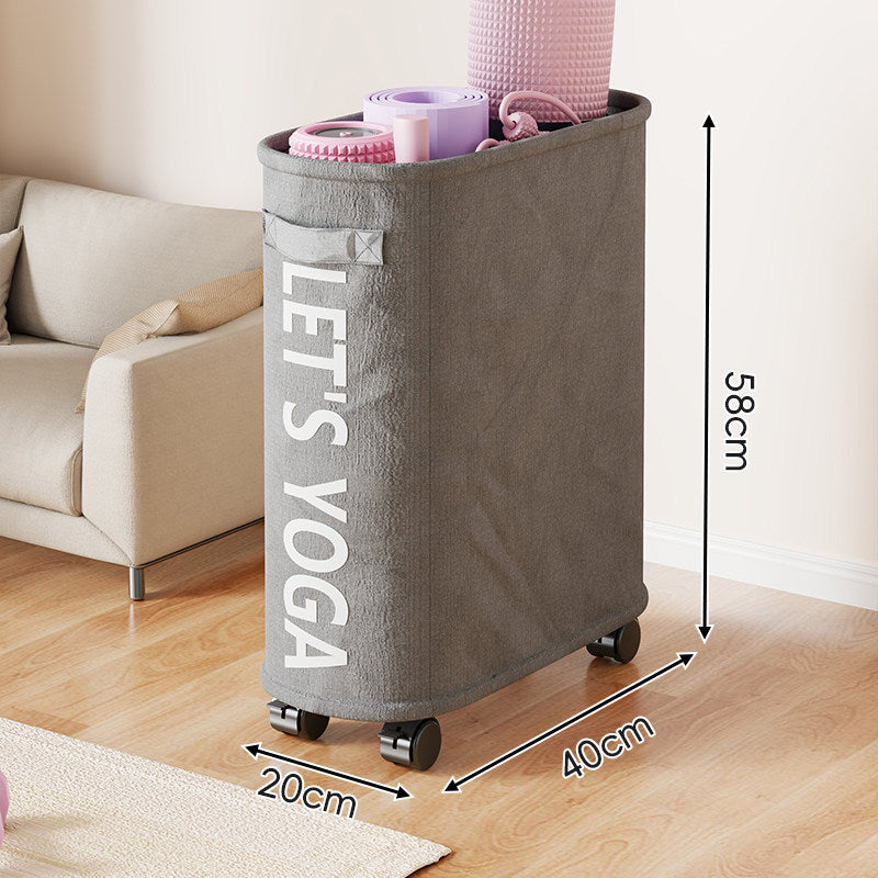 Rolling Dual-Compartment Canvas Storage Cart for Yoga Mats and Rackets
