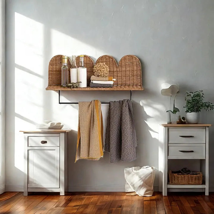 Wall shelf with woven design