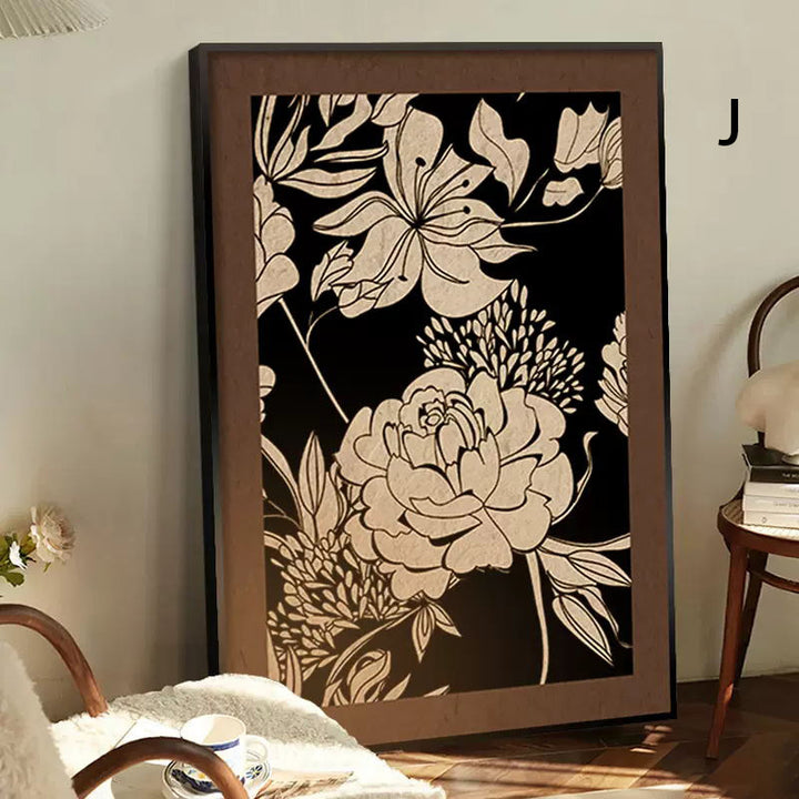Floral Textured Framed Wall Art