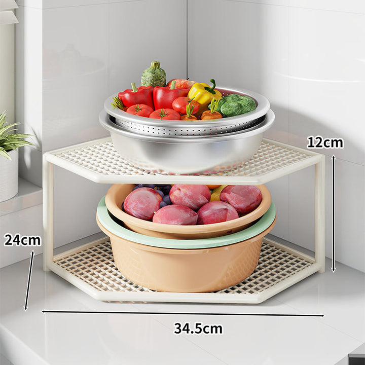 Corner Three-Tier Metal Mesh Kitchen Countertop Organizer